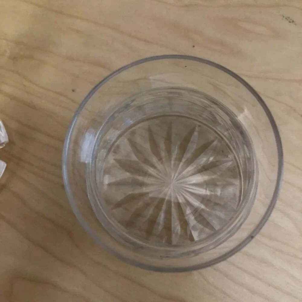 Vintage Cut Glass Floral Pattern Jam or Honey Dish with Final Topped Lid 3
